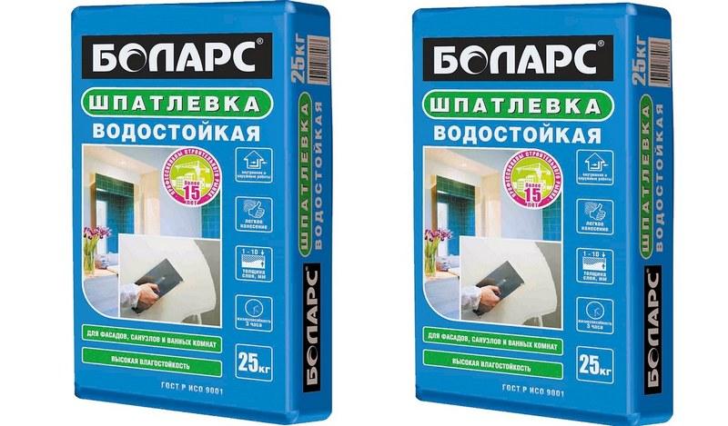 Боларс Водостойкая - стартовая шпаклевка, которую можно применять для поверхностей со значительным перепадом