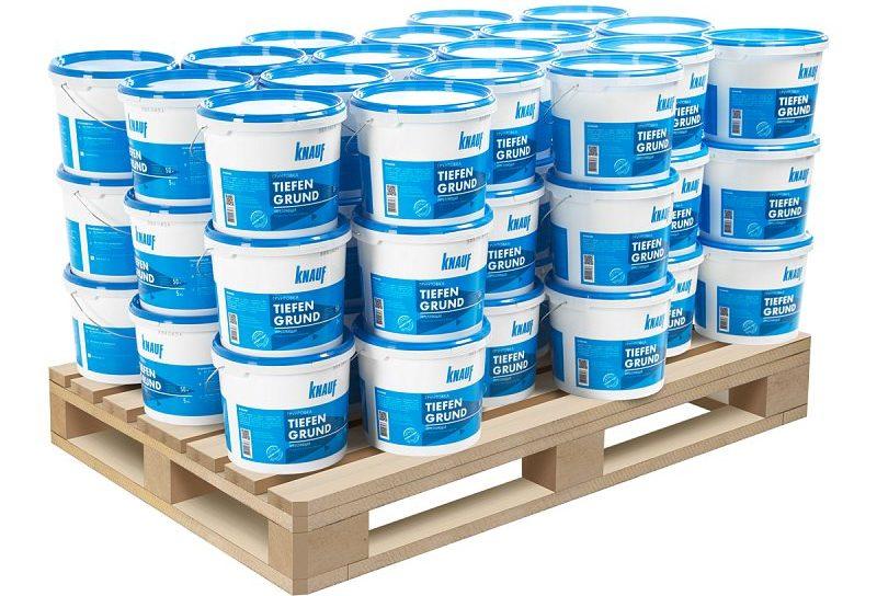 Грунтовка Knauf Тiefengrund выпускается в пластиковом ведре с герметичной крышкой и металлической ручкой
