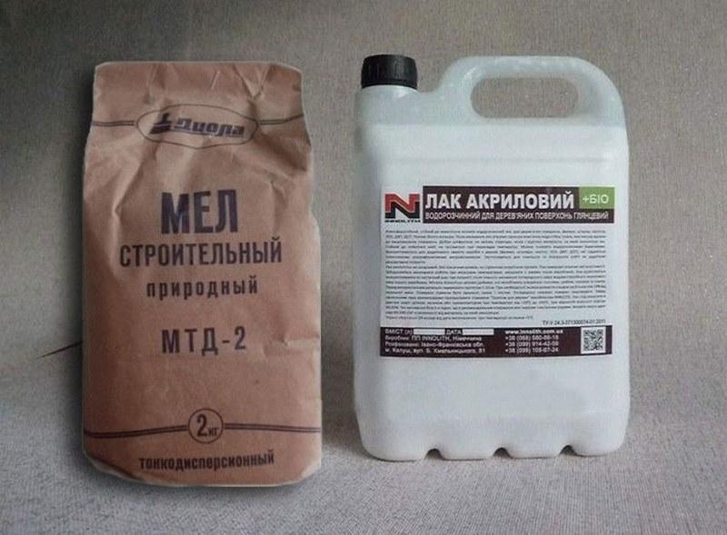 Компоненты для приготовления шпаклевочной смеси из лака и мела
