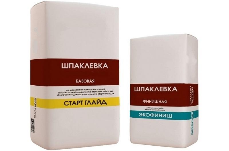 Для работ внутри помещения применяют стартовые и финишные шпаклевки