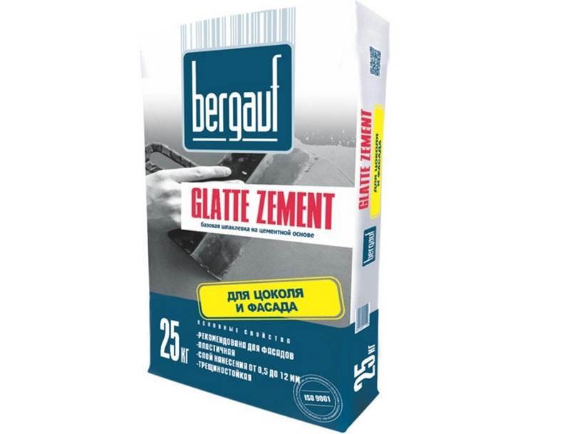 Шпатлевочная смесь Bergauf Glatte Zement предназначена для внутренних работ в помещениях с высокой влажностью