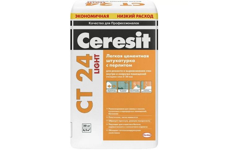 Штукатурка Ceresit CT 24 Ligh легко наносится и хорошо держится на разных поверхностях
