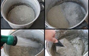 Сухая смесь затворяется приготовленной ранее водой