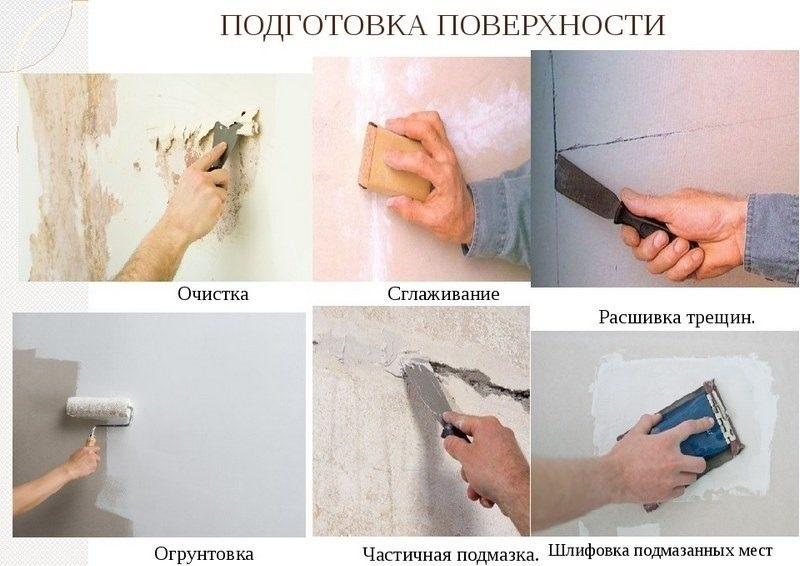 Со стен необходимо удалить пыль и грязь, а затем обработать поверхность грунтовкой