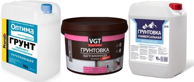 В большинстве случаев, для грунтования используются универсальные составы и грунт глубокого проникновения