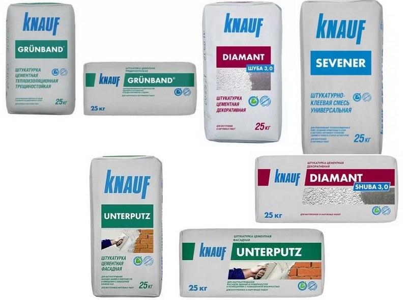 Виды смесей немецкой компания Knauf для оштукатуривания газоблоков