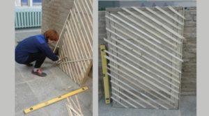 Выходную рейку сначала прибивают только с двух сторон