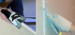 Снимают фаску с краев полотна