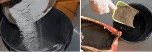 В воду высыпается смесь